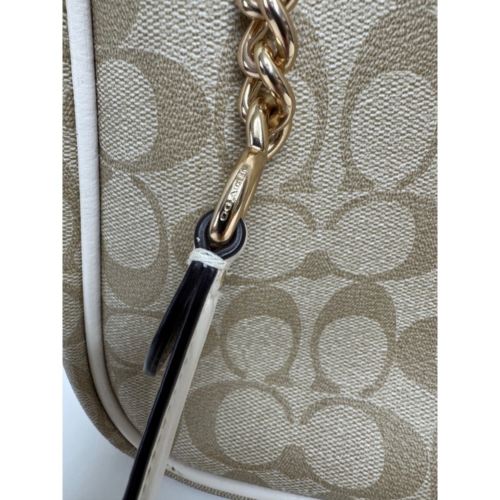Coach C8152 Signature Canvas Mollie Tote 25 Khaki Chalk‎ Gold Chain Shoulder Bag - Picture 5 of 16
